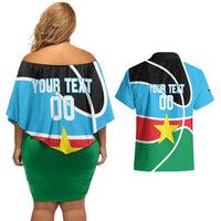 South Sudan Basketball Custom Couples Matching Off Shoulder Short Dress and Hawaiian Shirt Come On Bright Stars - Wonder Print Shop