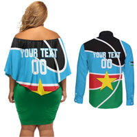 South Sudan Basketball Custom Couples Matching Off Shoulder Short Dress and Long Sleeve Button Shirt Come On Bright Stars - Wonder Print Shop