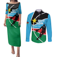 South Sudan Basketball Custom Couples Matching Puletasi and Long Sleeve Button Shirt Come On Bright Stars - Wonder Print Shop