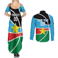 South Sudan Basketball Custom Couples Matching Summer Maxi Dress and Long Sleeve Button Shirt Come On Bright Stars - Wonder Print Shop
