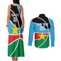 South Sudan Basketball Custom Couples Matching Tank Maxi Dress and Long Sleeve Button Shirt Come On Bright Stars - Wonder Print Shop