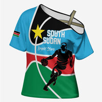 South Sudan Basketball Custom Cross Shoulder Shirt Come On Bright Stars - Wonder Print Shop