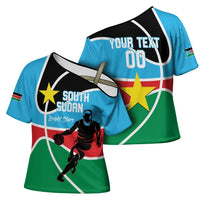South Sudan Basketball Custom Cross Shoulder Shirt Come On Bright Stars - Wonder Print Shop