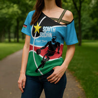 South Sudan Basketball Custom Cross Shoulder Shirt Come On Bright Stars - Wonder Print Shop