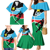 South Sudan Basketball Custom Family Matching Mermaid Dress and Hawaiian Shirt Come On Bright Stars - Wonder Print Shop