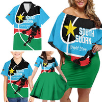 South Sudan Basketball Custom Family Matching Off Shoulder Short Dress and Hawaiian Shirt Come On Bright Stars - Wonder Print Shop