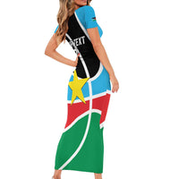 South Sudan Basketball Custom Family Matching Short Sleeve Bodycon Dress and Hawaiian Shirt Come On Bright Stars - Wonder Print Shop