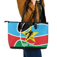South Sudan Basketball Custom Leather Tote Bag Come On Bright Stars - Wonder Print Shop