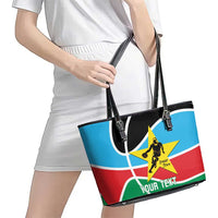 South Sudan Basketball Custom Leather Tote Bag Come On Bright Stars - Wonder Print Shop