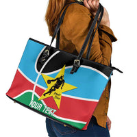 South Sudan Basketball Custom Leather Tote Bag Come On Bright Stars - Wonder Print Shop