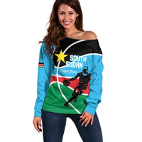 South Sudan Basketball Custom Off Shoulder Sweater Come On Bright Stars - Wonder Print Shop