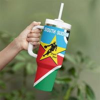 South Sudan Basketball Custom Tumbler With Handle Come On Bright Stars - Wonder Print Shop