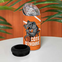 Ivory Coast Basketball Custom 4 in 1 Can Cooler Tumbler Allez Les Elephants - Wonder Print Shop