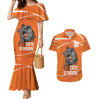 Ivory Coast Basketball Custom Couples Matching Mermaid Dress and Hawaiian Shirt Allez Les Elephants - Wonder Print Shop