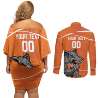 Ivory Coast Basketball Custom Couples Matching Off Shoulder Short Dress and Long Sleeve Button Shirt Allez Les Elephants - Wonder Print Shop