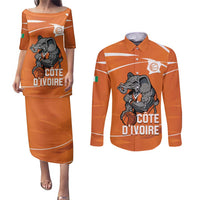 Ivory Coast Basketball Custom Couples Matching Puletasi and Long Sleeve Button Shirt Allez Les Elephants - Wonder Print Shop