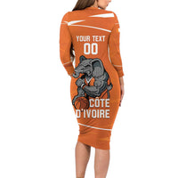 Ivory Coast Basketball Custom Long Sleeve Bodycon Dress Allez Les Elephants - Wonder Print Shop