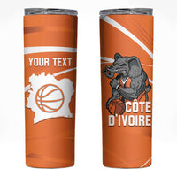 Ivory Coast Basketball Custom Skinny Tumbler Allez Les Elephants - Wonder Print Shop
