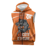 Ivory Coast Basketball Custom Sleeveless Zip Hoodie Allez Les Elephants - Wonder Print Shop