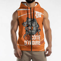 Ivory Coast Basketball Custom Sleeveless Zip Hoodie Allez Les Elephants - Wonder Print Shop