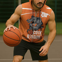 Ivory Coast Basketball Custom Sleeveless Zip Hoodie Allez Les Elephants - Wonder Print Shop