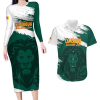 Cameroon Basketball Custom Couples Matching Long Sleeve Bodycon Dress and Hawaiian Shirt Come On Indomitable Lions - Wonder Print Shop
