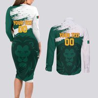 Cameroon Basketball Custom Couples Matching Long Sleeve Bodycon Dress and Long Sleeve Button Shirt Come On Indomitable Lions - Wonder Print Shop