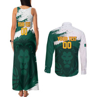 Cameroon Basketball Custom Couples Matching Tank Maxi Dress and Long Sleeve Button Shirt Come On Indomitable Lions - Wonder Print Shop
