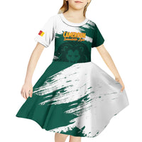 Cameroon Basketball Custom Kid Short Sleeve Dress Come On Indomitable Lions - Wonder Print Shop