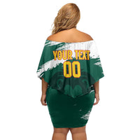 Cameroon Basketball Custom Off Shoulder Short Dress Come On Indomitable Lions - Wonder Print Shop