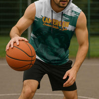 Cameroon Basketball Custom Sleeveless Hoodie Come On Indomitable Lions - Wonder Print Shop