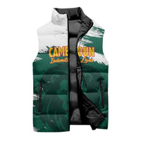 Cameroon Basketball Custom Sleeveless Puffer Jacket Come On Indomitable Lions - Wonder Print Shop