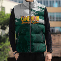 Cameroon Basketball Custom Sleeveless Puffer Jacket Come On Indomitable Lions - Wonder Print Shop