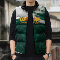 Cameroon Basketball Custom Sleeveless Puffer Jacket Come On Indomitable Lions - Wonder Print Shop