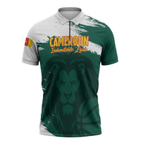 Cameroon Basketball Custom Zipper Polo Shirt Come On Indomitable Lions - Wonder Print Shop
