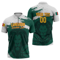 Cameroon Basketball Custom Zipper Polo Shirt Come On Indomitable Lions - Wonder Print Shop