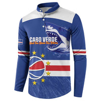 Cape Verde Basketball Custom Button Sweatshirt Come On Blue Sharks - Wonder Print Shop