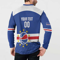 Cape Verde Basketball Custom Button Sweatshirt Come On Blue Sharks - Wonder Print Shop