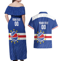 Cape Verde Basketball Custom Couples Matching Off Shoulder Maxi Dress and Hawaiian Shirt Come On Blue Sharks - Wonder Print Shop
