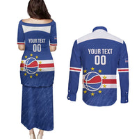 Cape Verde Basketball Custom Couples Matching Puletasi and Long Sleeve Button Shirt Come On Blue Sharks - Wonder Print Shop