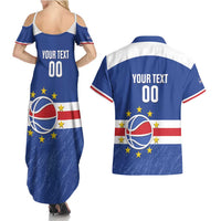 Cape Verde Basketball Custom Couples Matching Summer Maxi Dress and Hawaiian Shirt Come On Blue Sharks - Wonder Print Shop