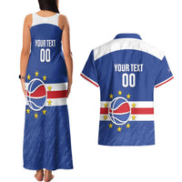 Cape Verde Basketball Custom Couples Matching Tank Maxi Dress and Hawaiian Shirt Come On Blue Sharks - Wonder Print Shop