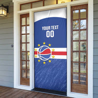 Cape Verde Basketball Custom Door Cover Come On Blue Sharks - Wonder Print Shop