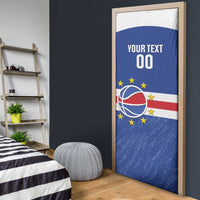 Cape Verde Basketball Custom Door Cover Come On Blue Sharks - Wonder Print Shop