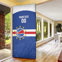Cape Verde Basketball Custom Door Cover Come On Blue Sharks - Wonder Print Shop