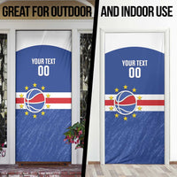 Cape Verde Basketball Custom Door Cover Come On Blue Sharks - Wonder Print Shop