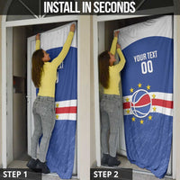 Cape Verde Basketball Custom Door Cover Come On Blue Sharks - Wonder Print Shop