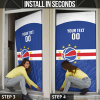Cape Verde Basketball Custom Door Cover Come On Blue Sharks - Wonder Print Shop