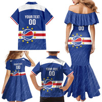 Cape Verde Basketball Custom Family Matching Mermaid Dress and Hawaiian Shirt Come On Blue Sharks - Wonder Print Shop