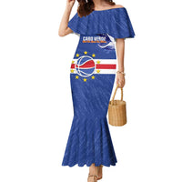 Cape Verde Basketball Custom Family Matching Mermaid Dress and Hawaiian Shirt Come On Blue Sharks - Wonder Print Shop